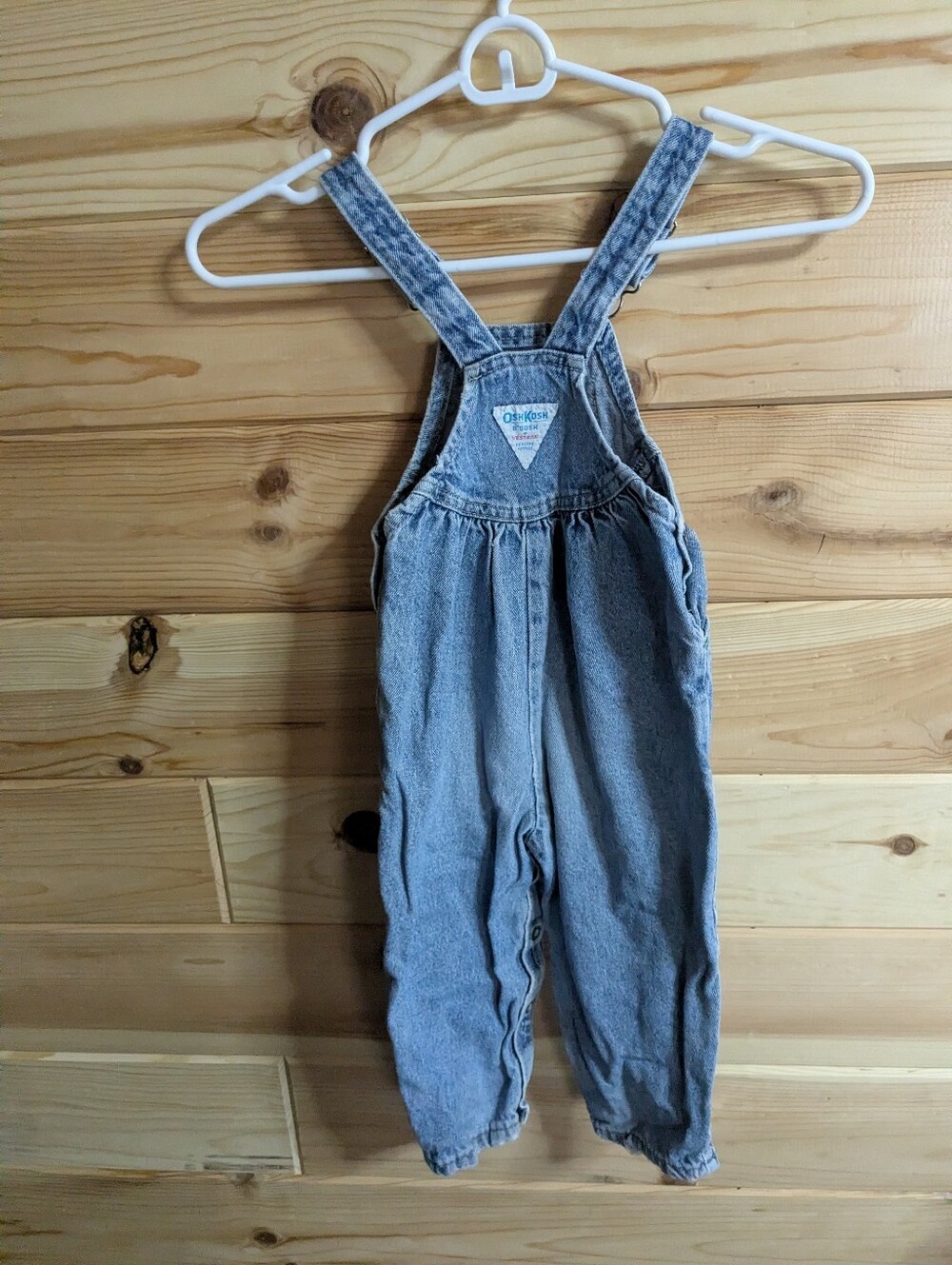 Vintage OshKosh B'gosh Overalls Kids Girls 2T Blue Denim Vestbak 90s Snap Leg - Picture 4 of 11